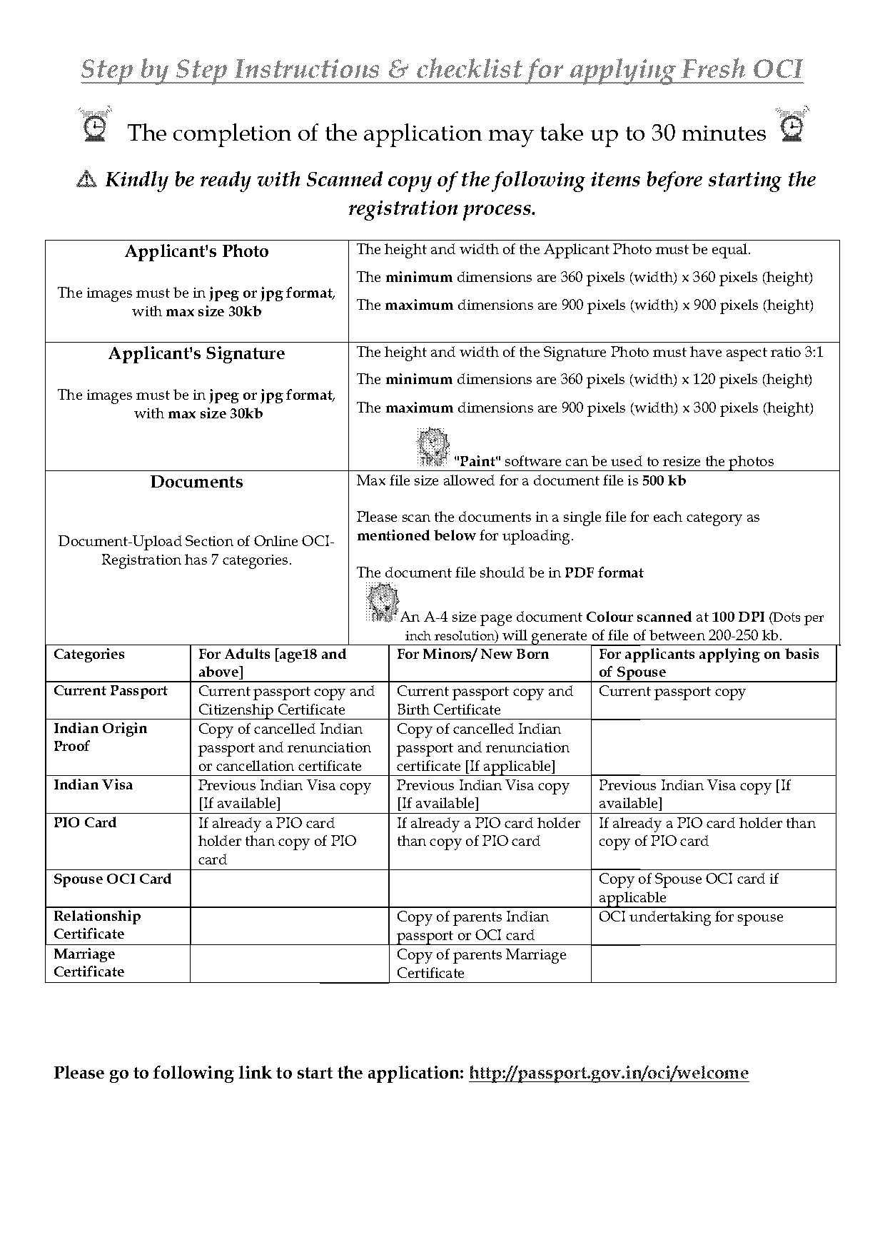 oci declaration form for minor pdf